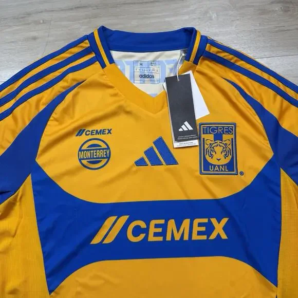 Men's Adidas UNAL Tigres Yellow color Jersey Shirt M Slim Fit
